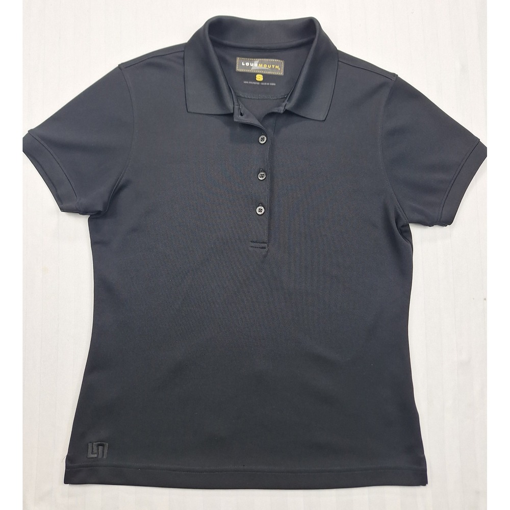 Loudmouth Golf Womens Small Black Performance Polo Shirt Short Sleeve Pique Top